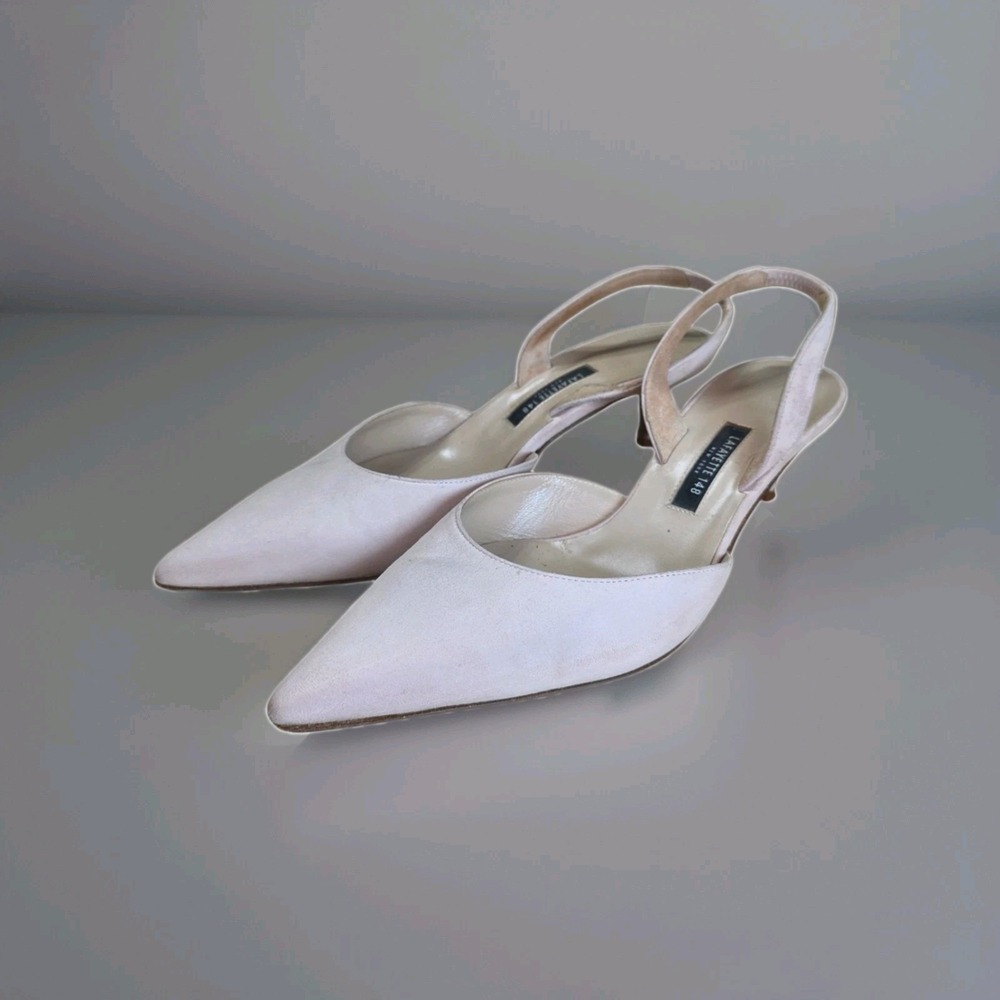 Lafayette 148 New York Slingback Kitten Heels Womens EU 37 Blush Pink Leather